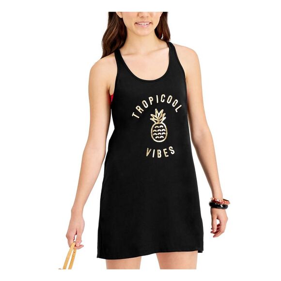 MIKEN Other - MIKEN Women's Black Lace-Up Racerback Dress Scoop Neck Swimsuit Cover Up XS